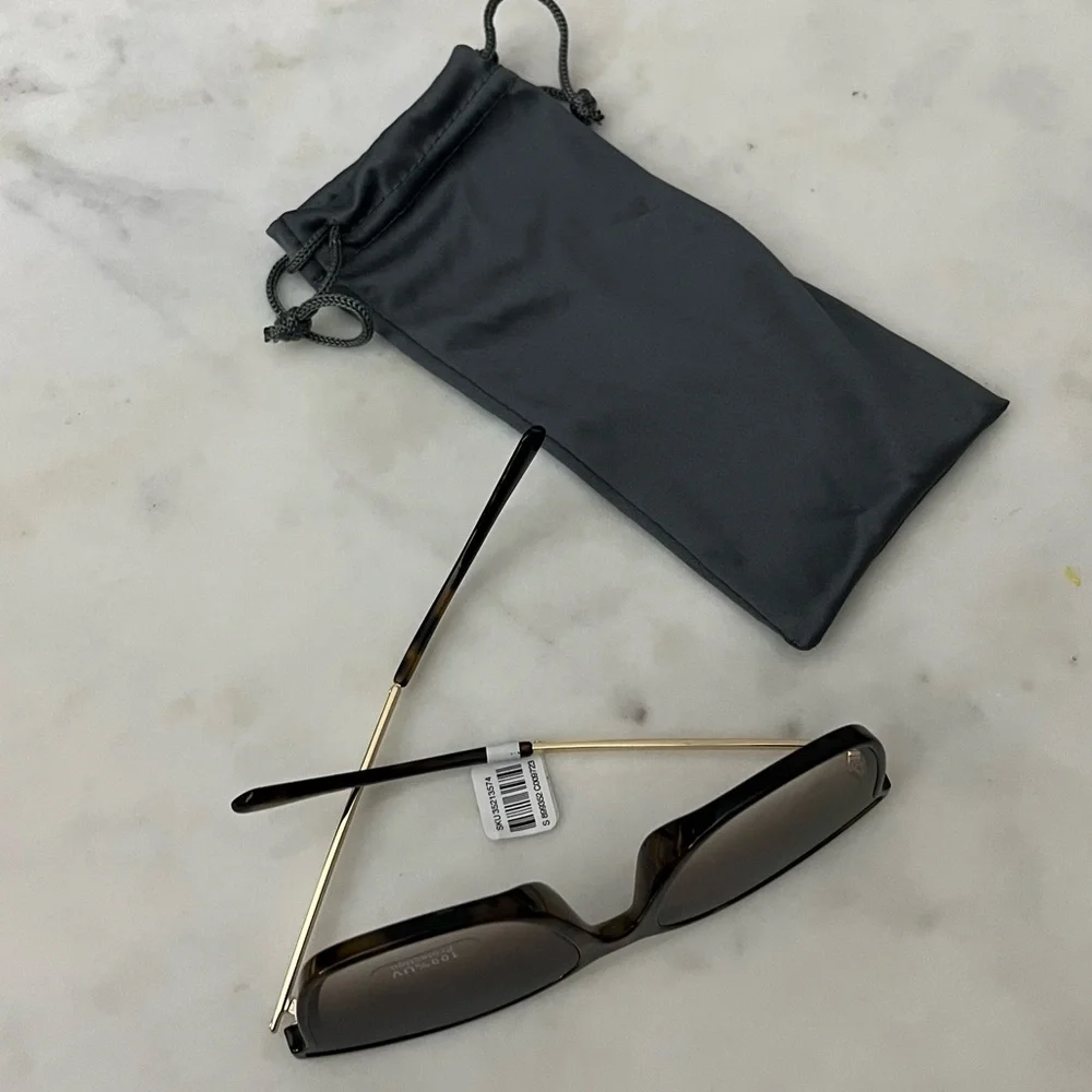 🆕 Loft dark tortoise brown and gold arm sunglasses with grey soft case
